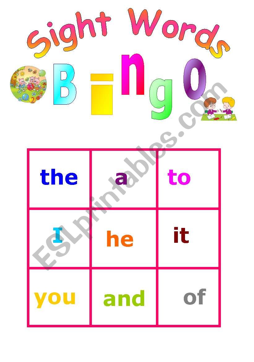 Bingo Sight Words-1st set worksheet