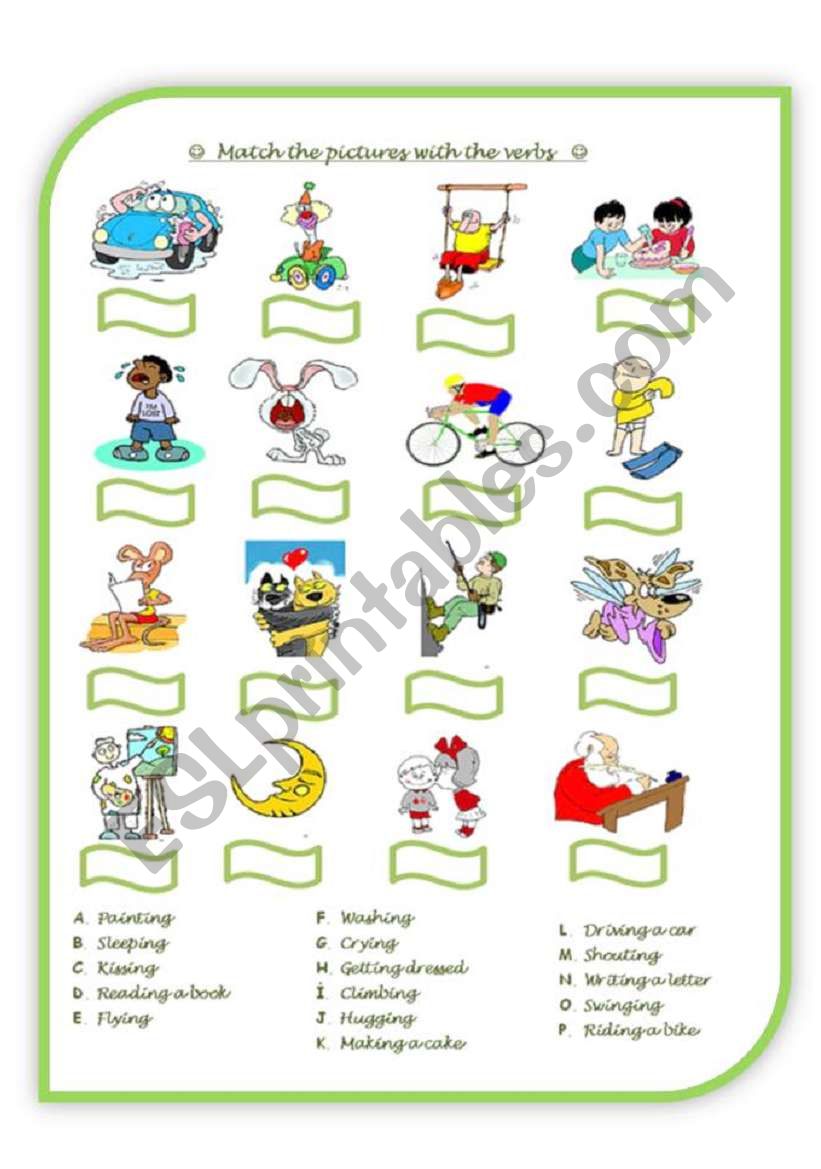 verbs matching activity worksheet