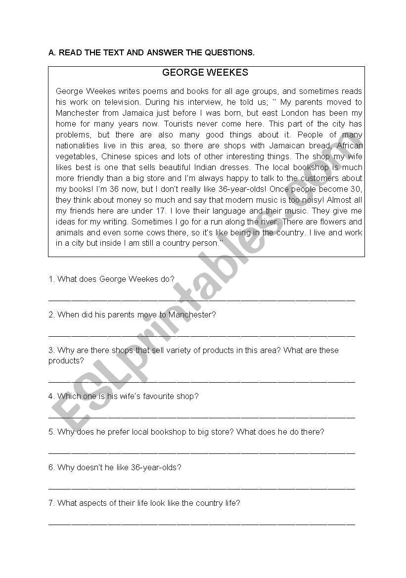 Reading Comprehension Check worksheet