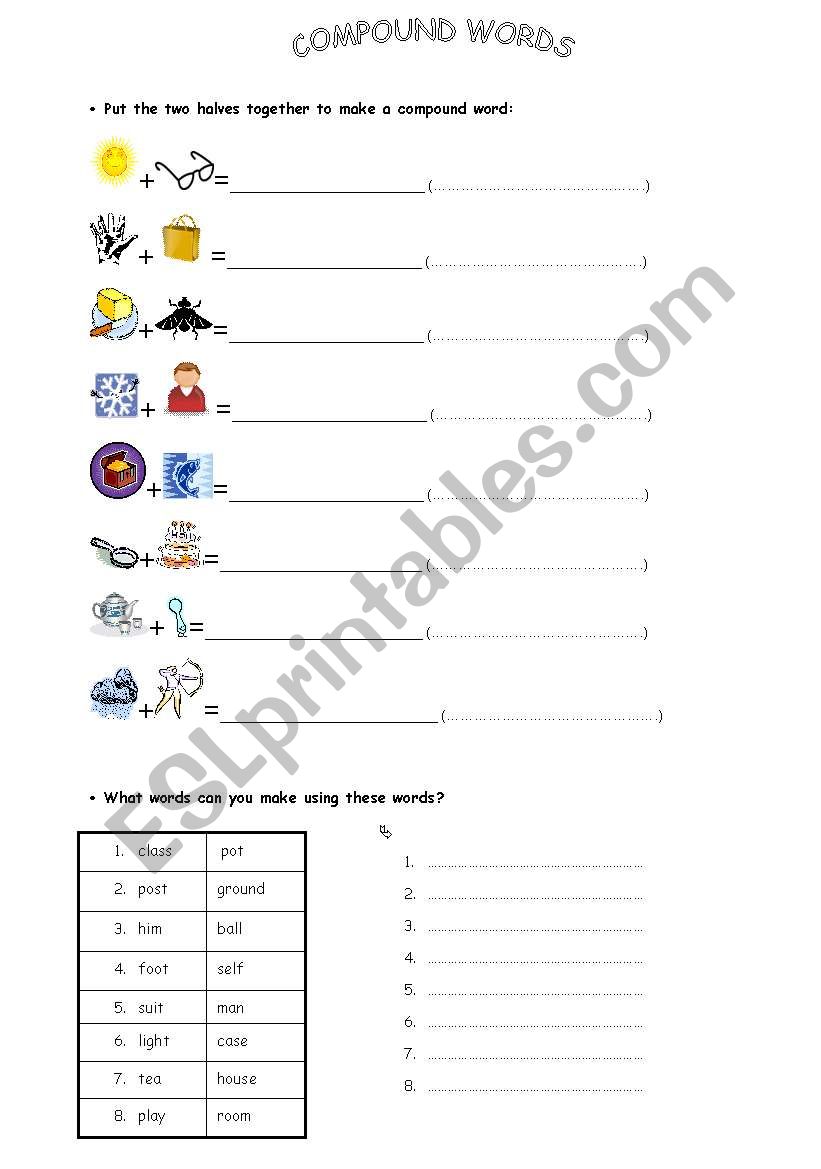 Compound words worksheet