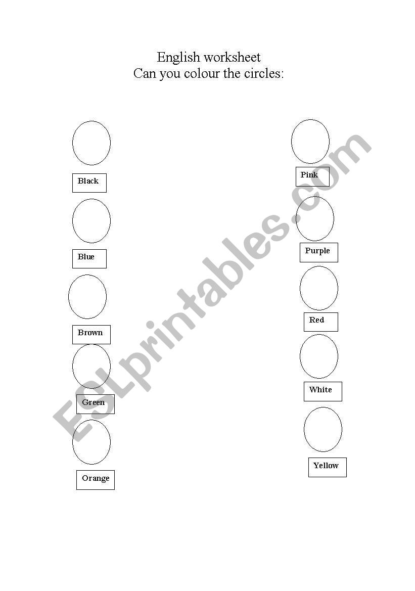 Colours worksheet