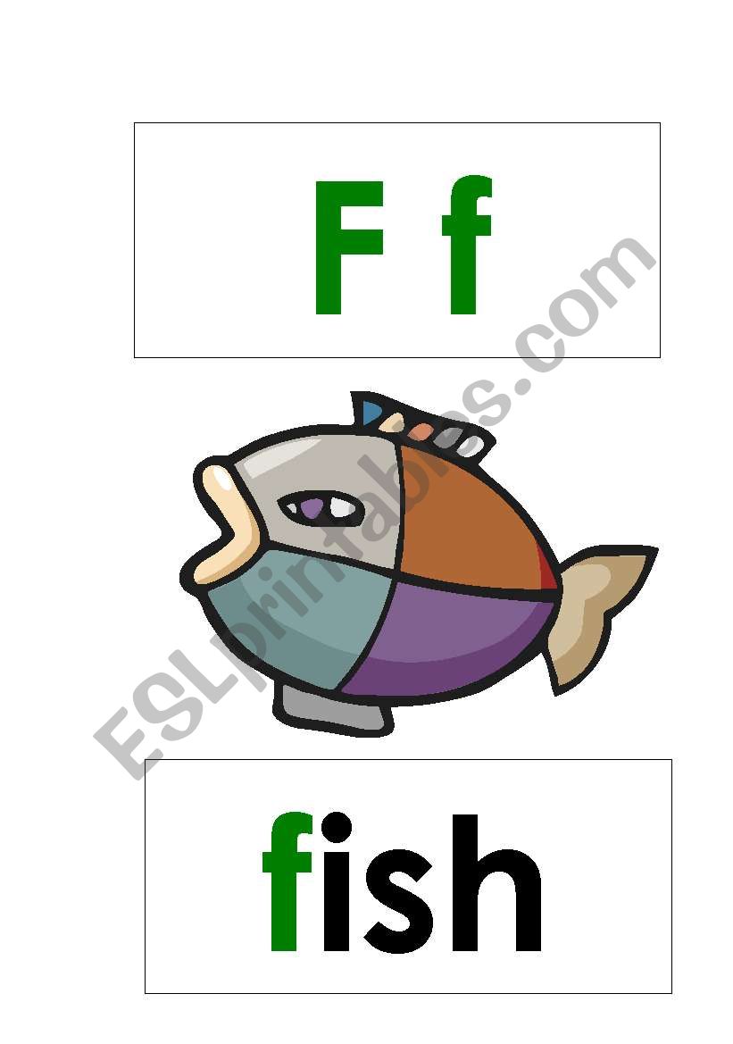 Flash cards for the letter f 