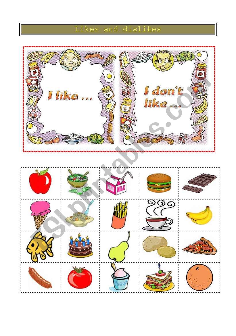 Likes and dislikes game worksheet