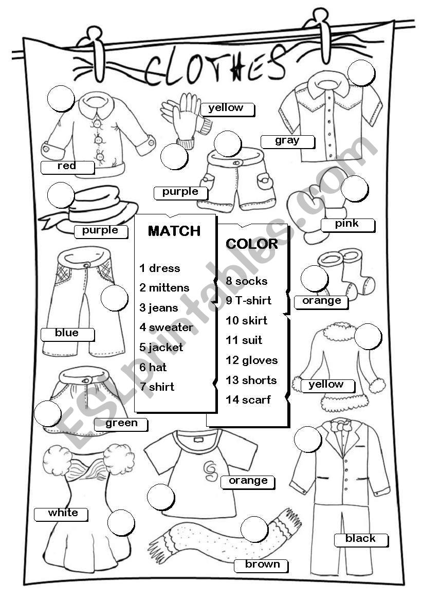 Clothes worksheet