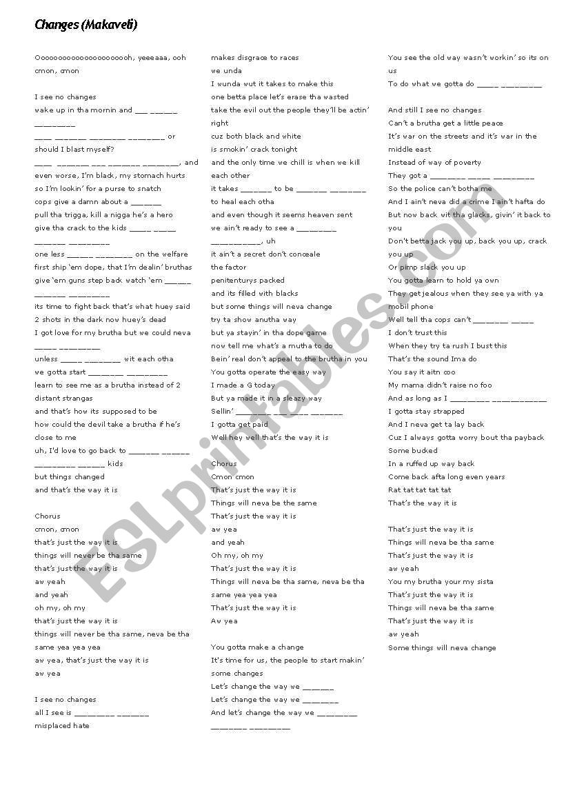 music lyrics worksheet