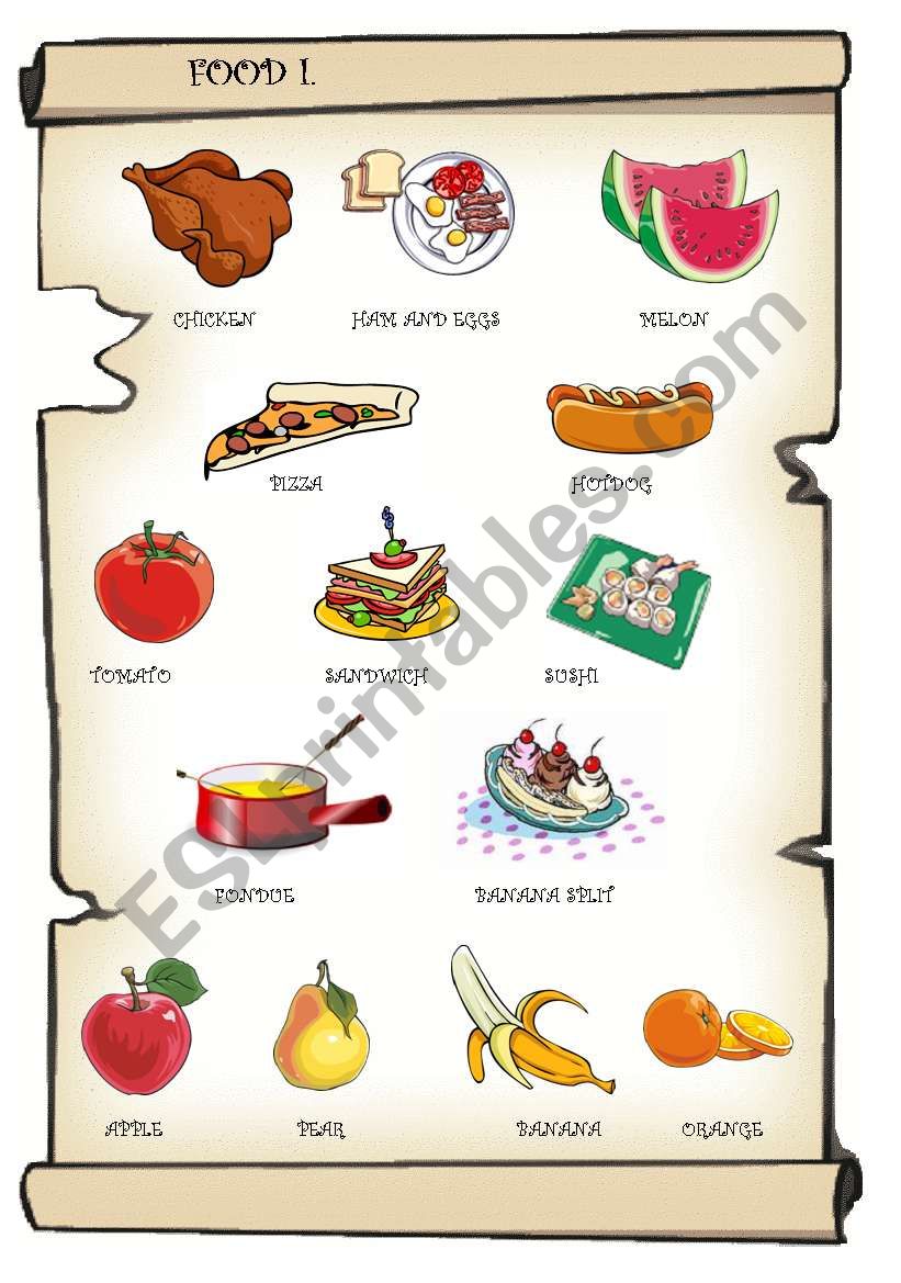 PICTIONARY - FOOD I. worksheet