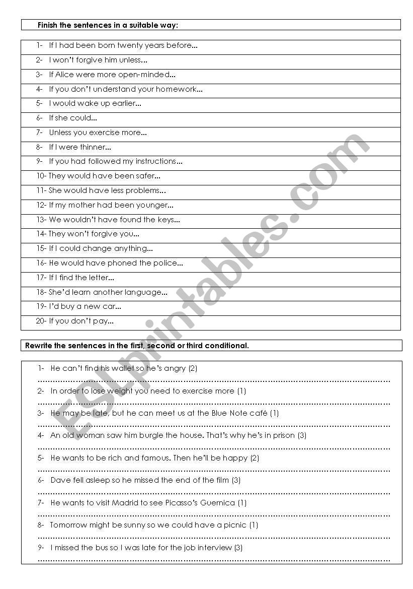 1st, 2nd ,3rd conditionals   worksheet