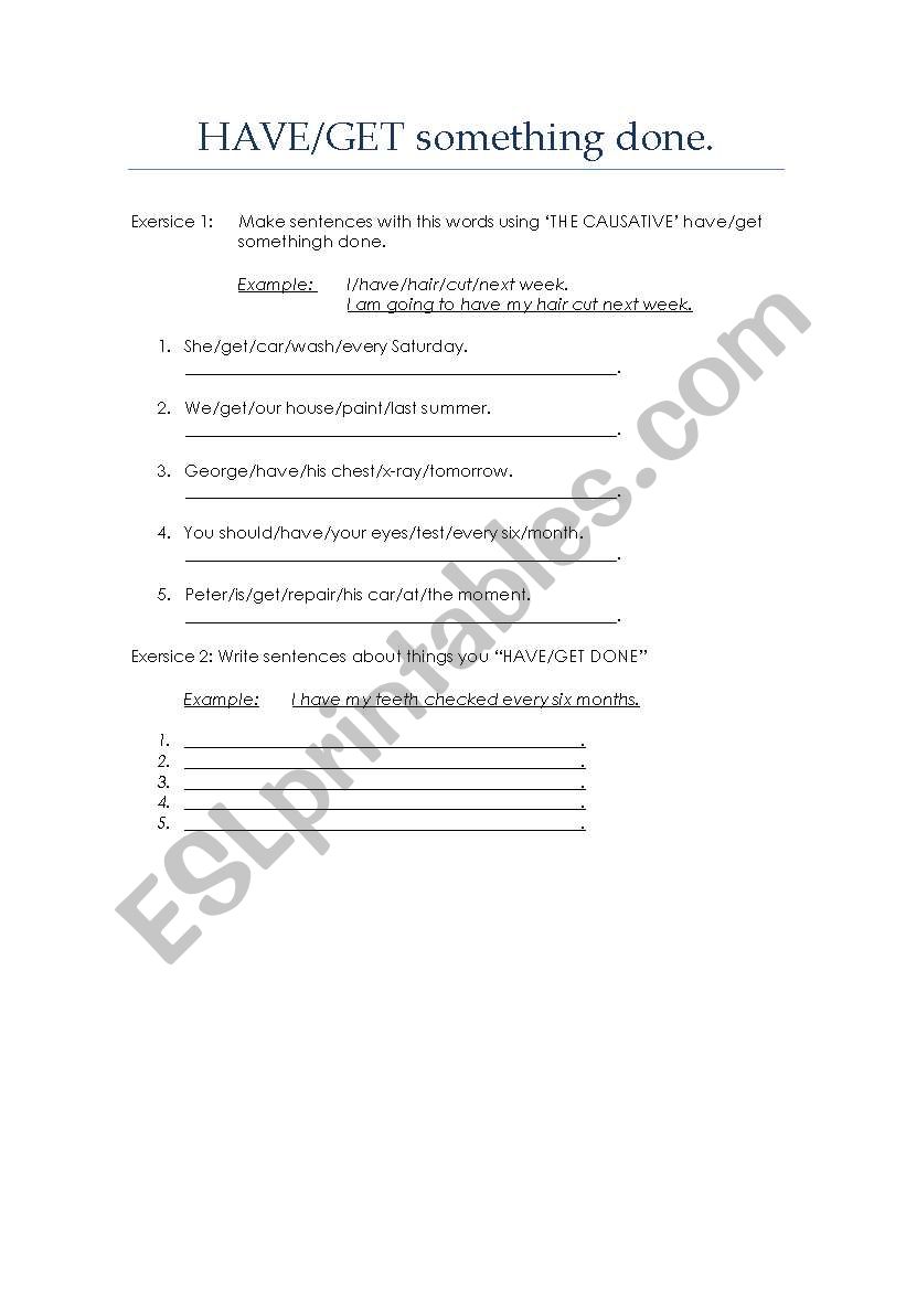 The causatives worksheet