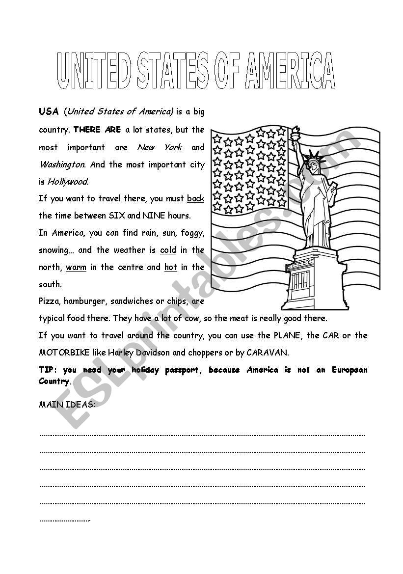 USA worksheet