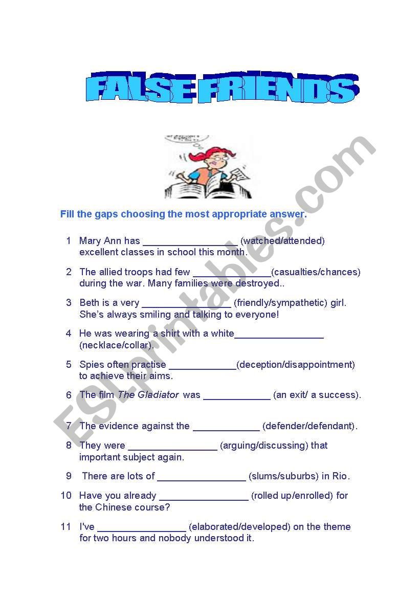 FALSE fRIENDS worksheet