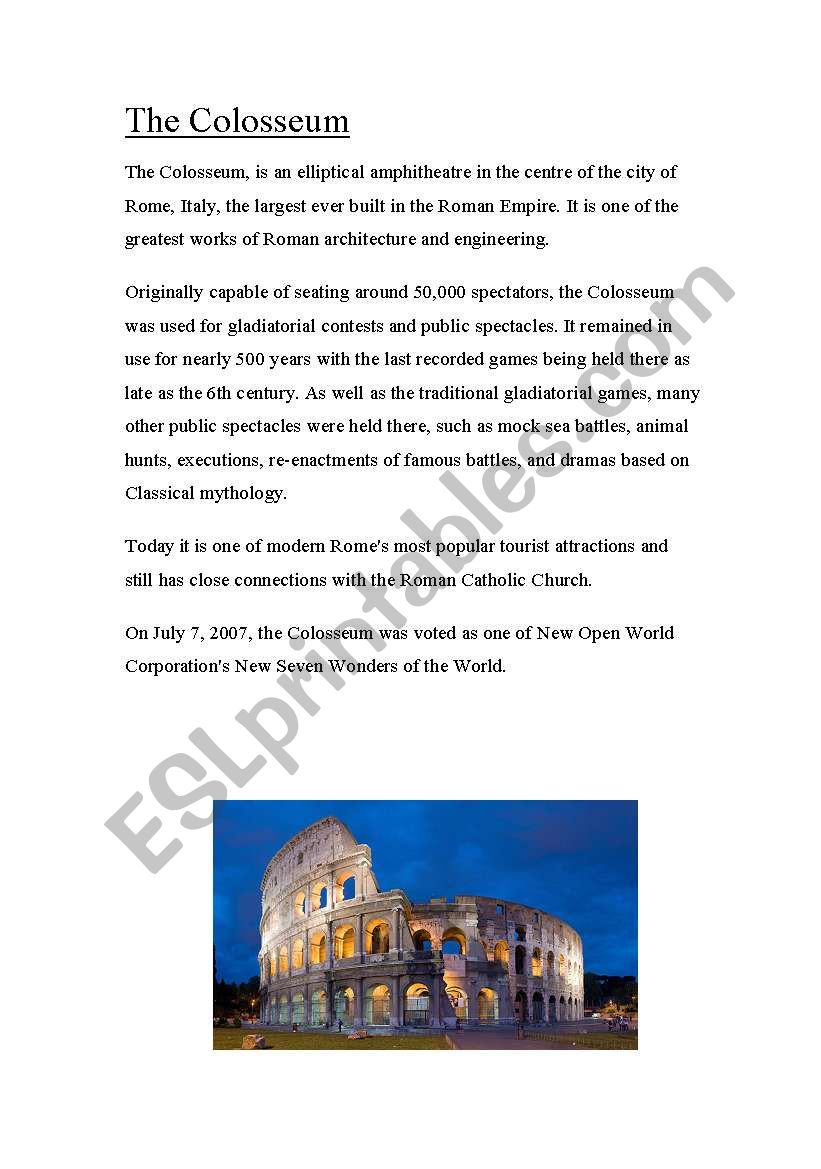 The Colosseum worksheet