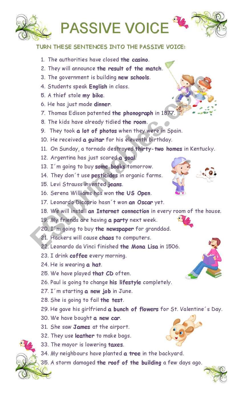 PASSIVE VOICE (intermediate) worksheet