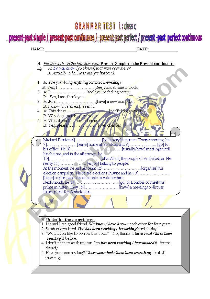 GRAMMAR worksheet