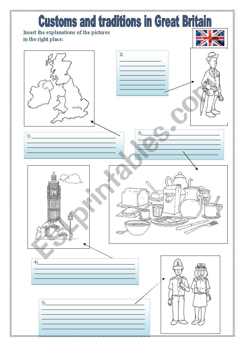 Custom and traditions in UK worksheet