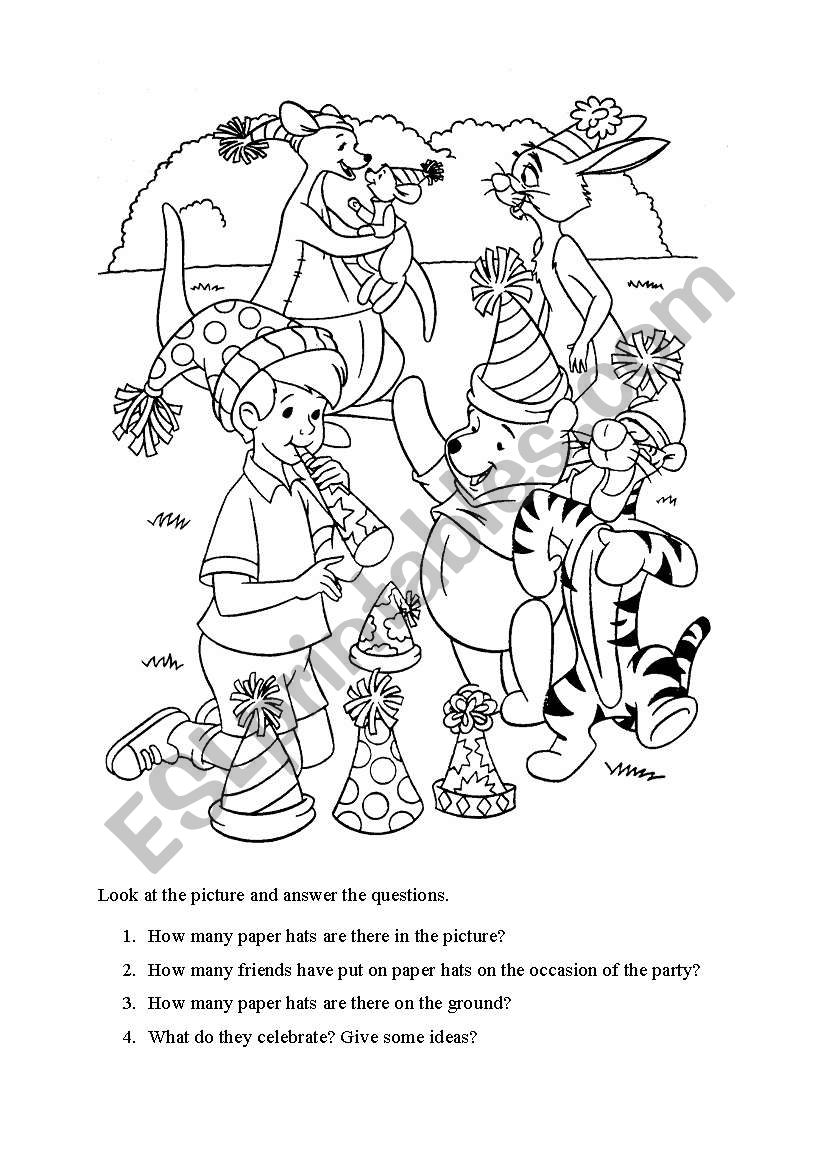 Poohs party - counting worksheet