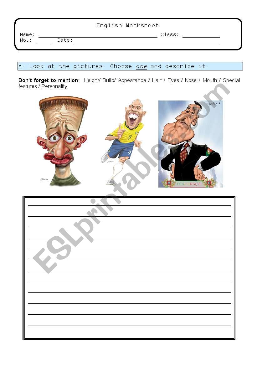 Physical Description worksheet