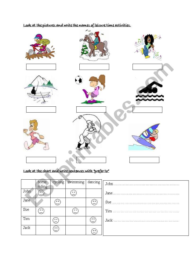 leisure time activities worksheet