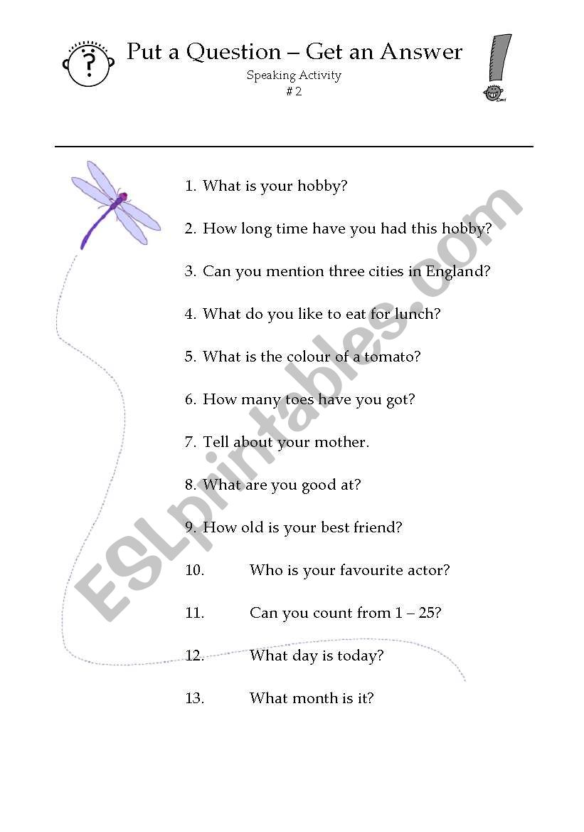 Ask & Answer #2 worksheet