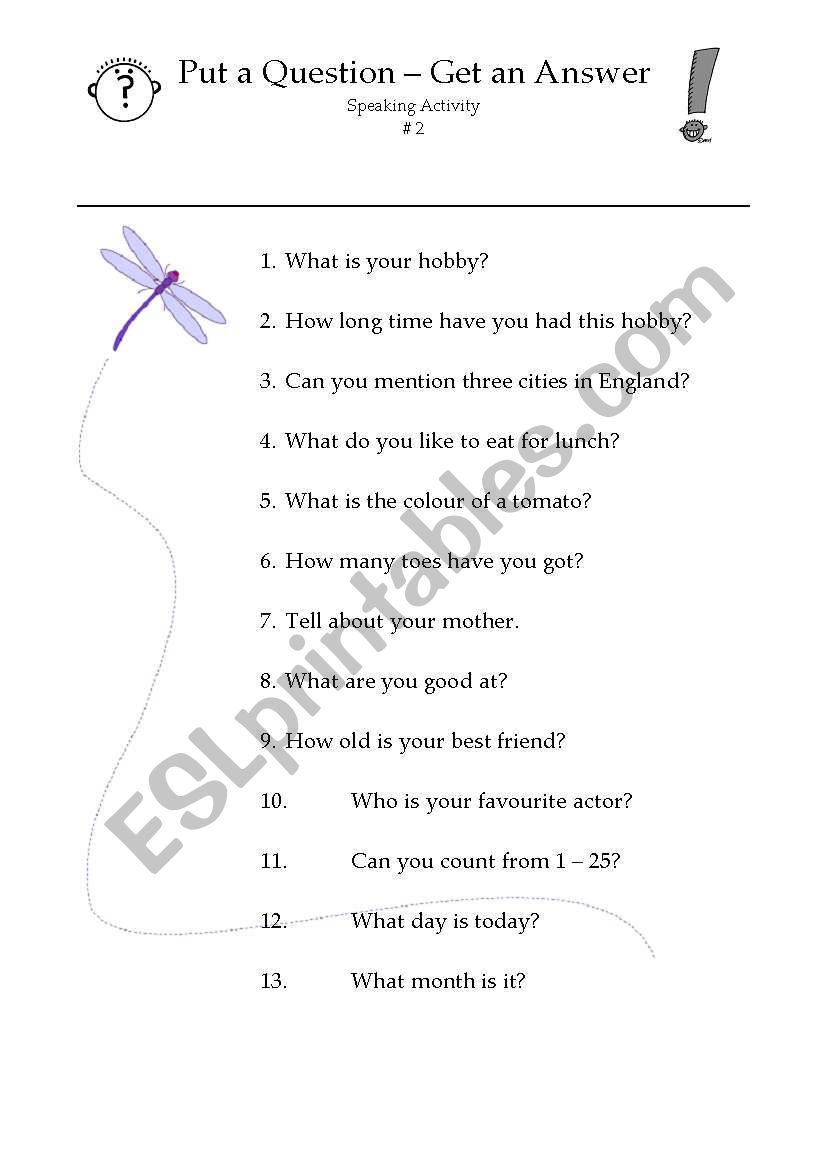 Ask & Answer #2 worksheet