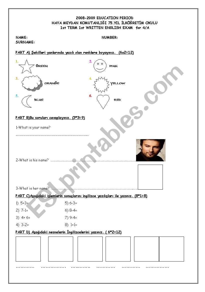 a 3paged  4th grade exam worksheet