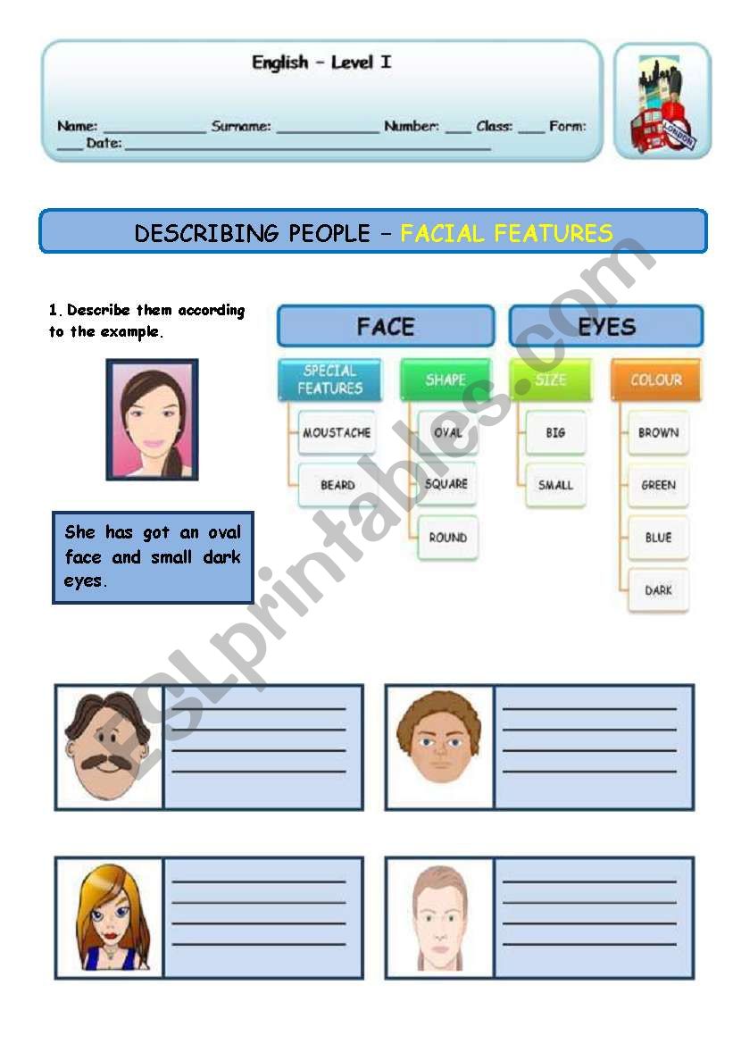 DESCRIBING PEOPLE - FACIAL FEATURES