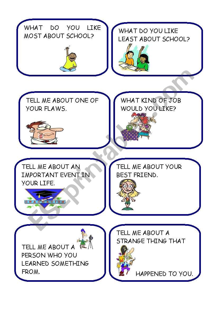 CARD TWO - CONVERSATION CARDS worksheet