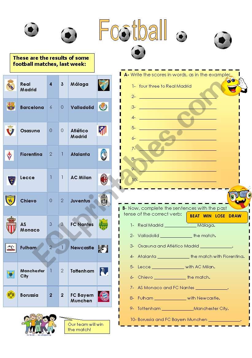 Football worksheet