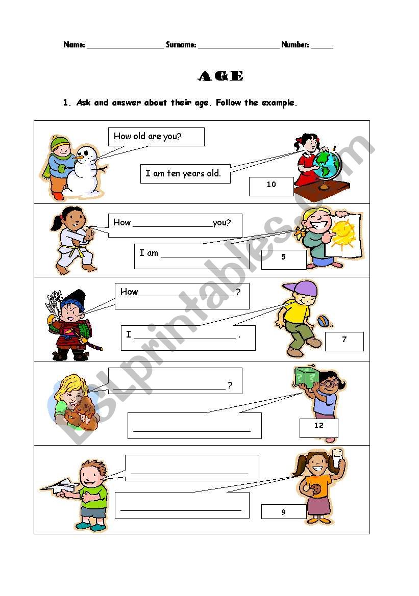 Age worksheet