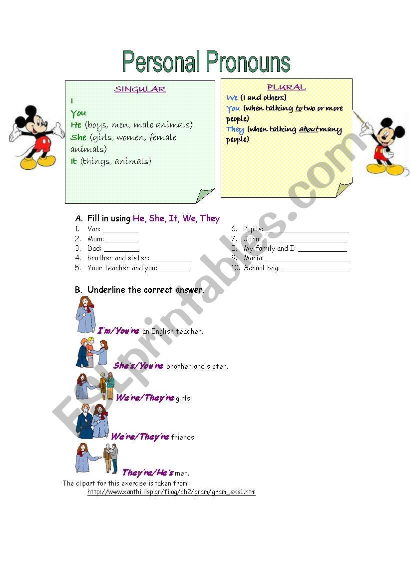 PERSONAL PRONOUNS  worksheet