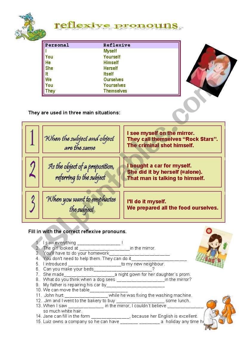 Reflexive Pronouns worksheet