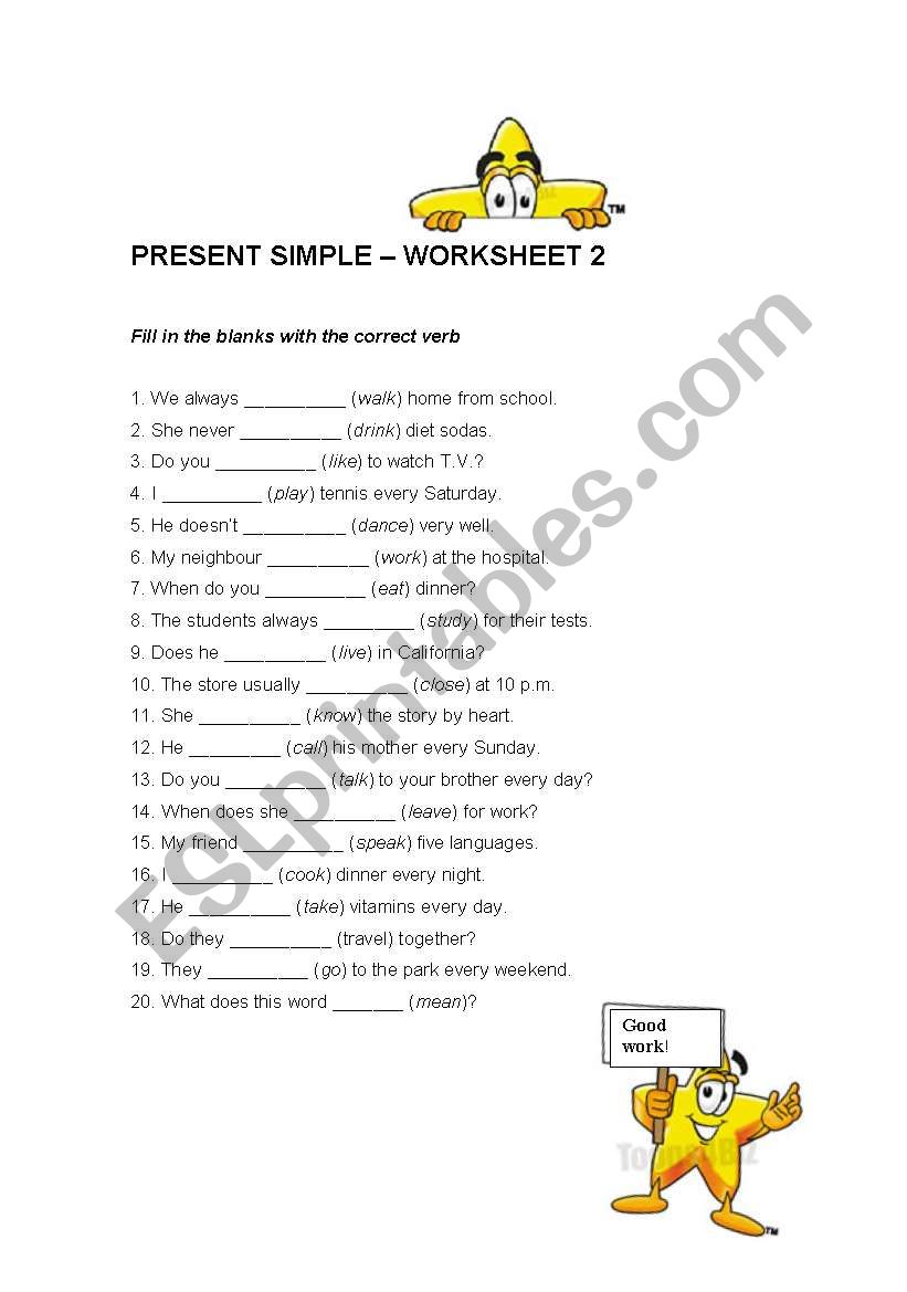 Present simple  worksheet