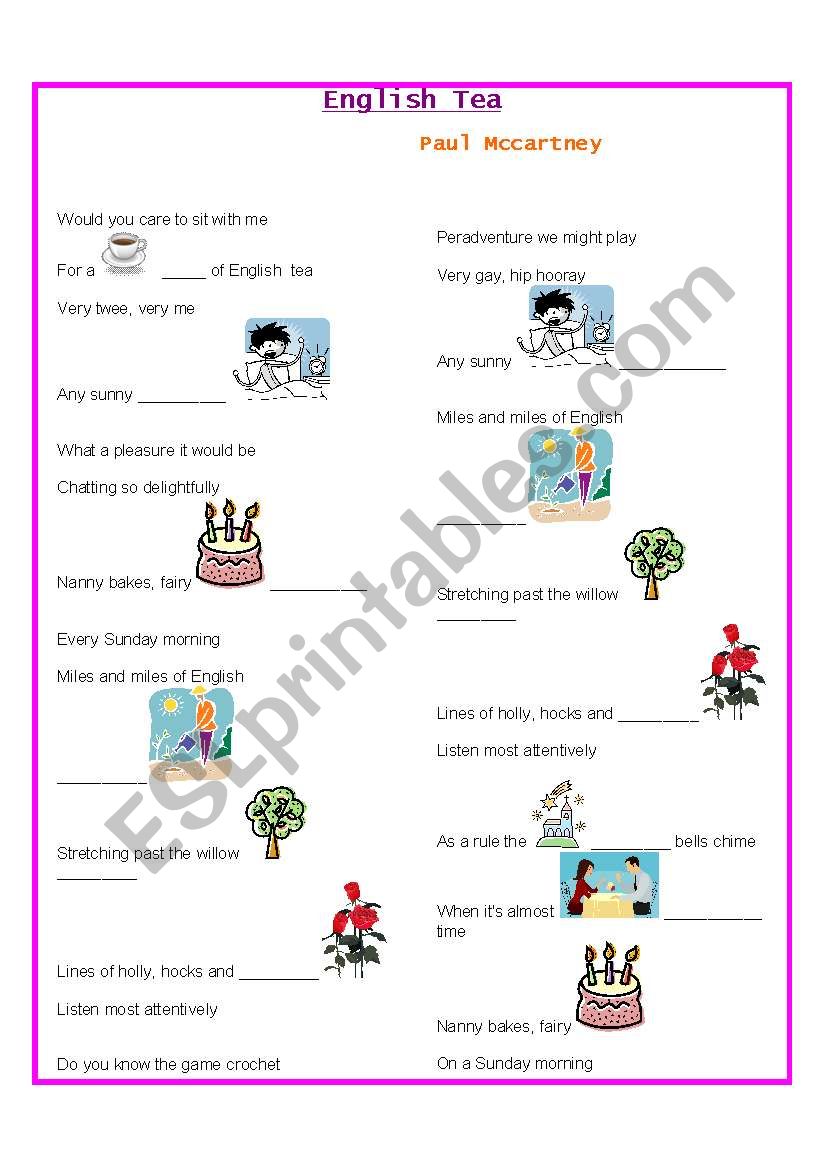 English tea worksheet