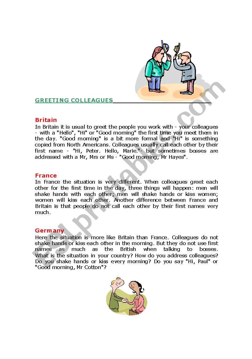 Greeting Colleagues worksheet