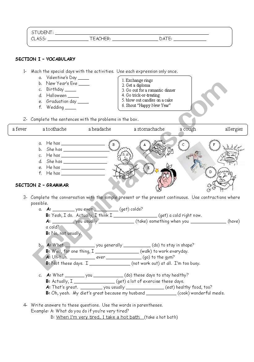 Written test Units 3 and 4 Touchstone book