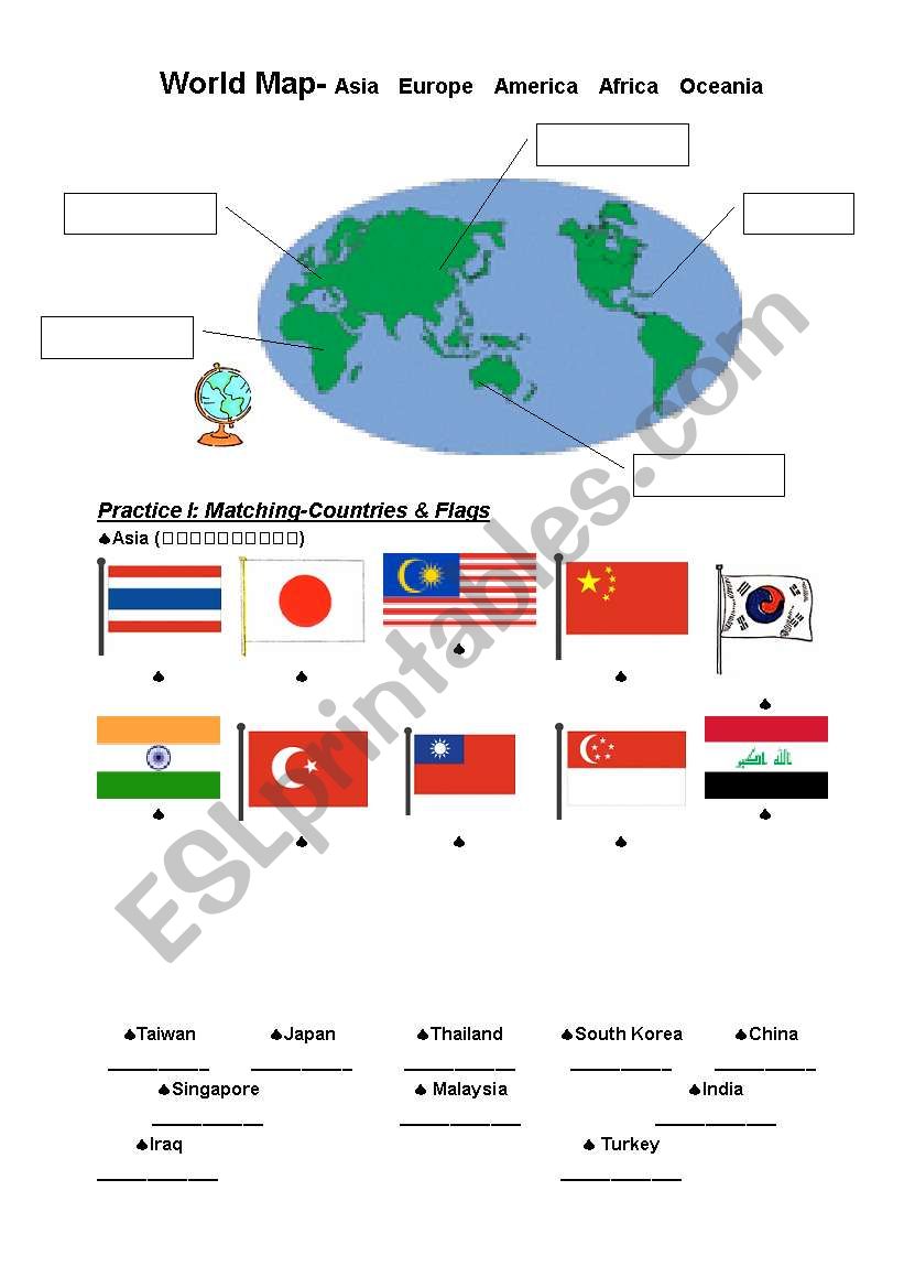 World Map worksheet