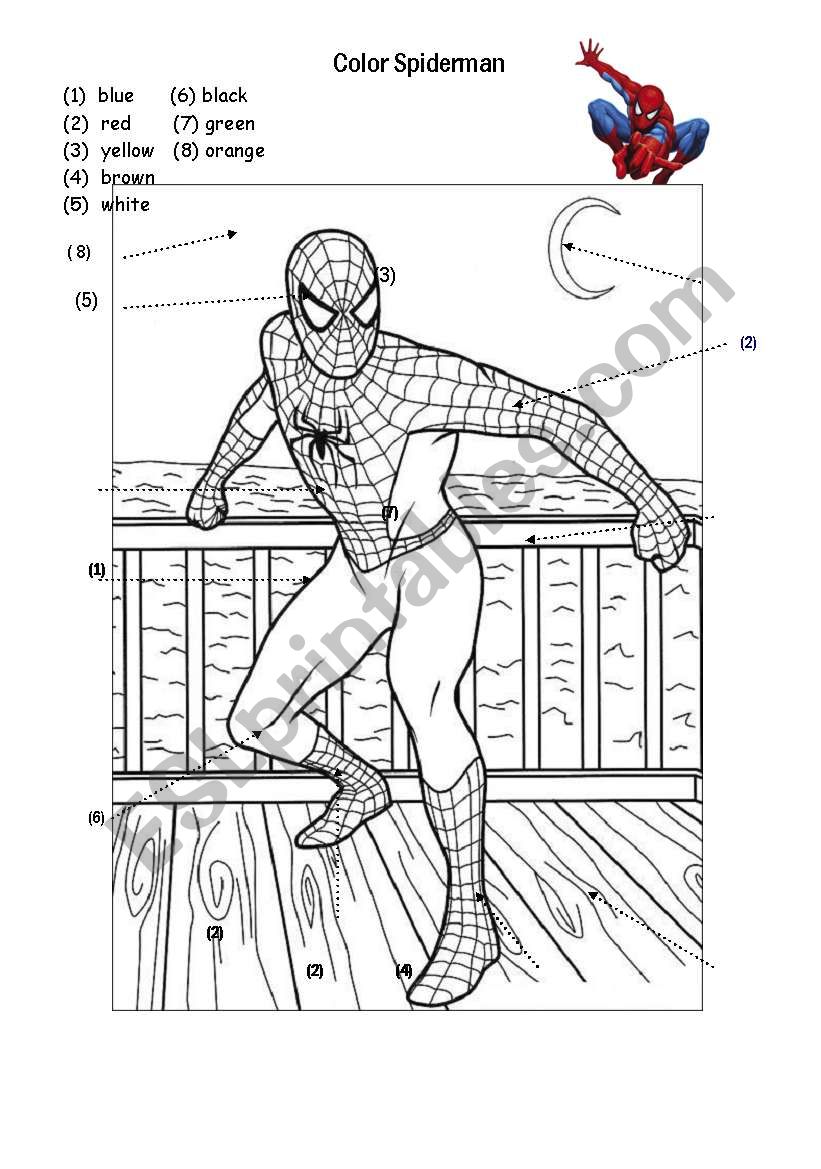 colors -  Spiderman worksheet