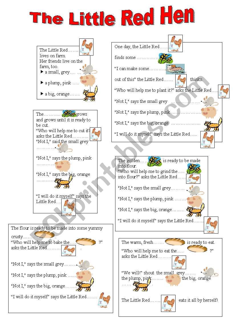 the-little-red-hen-esl-worksheet-by-lucybon25