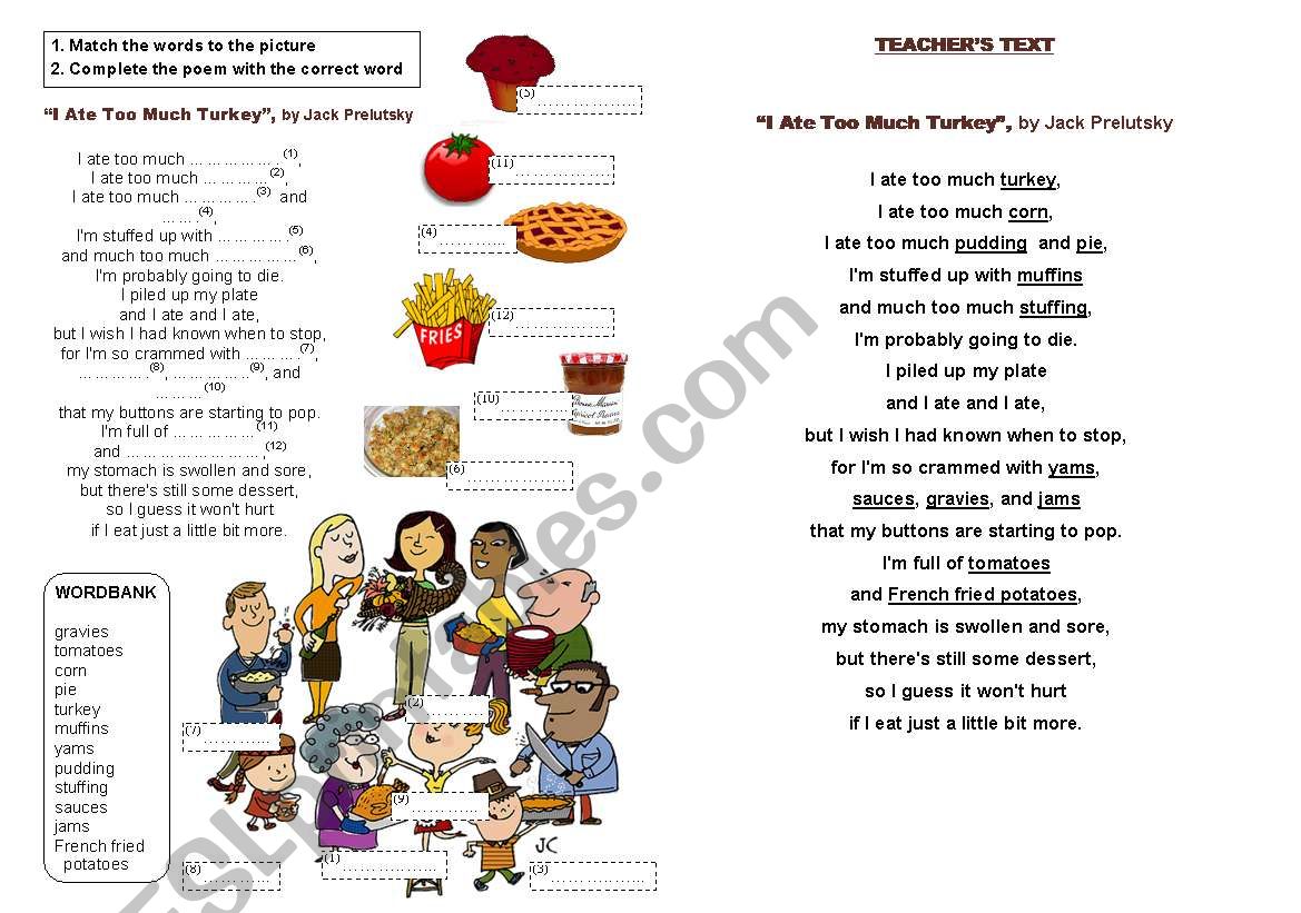 Thanksgiving poem: I ate too much turkey