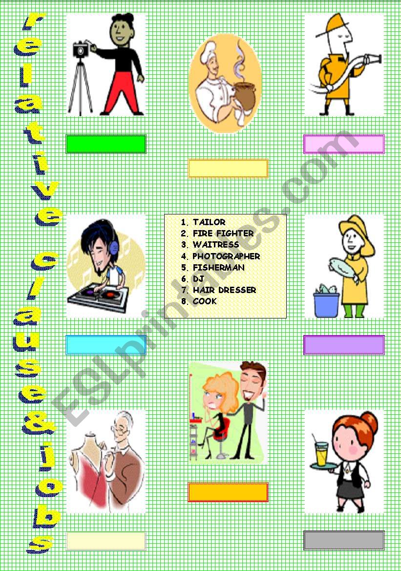 jobs and relative clause worksheet