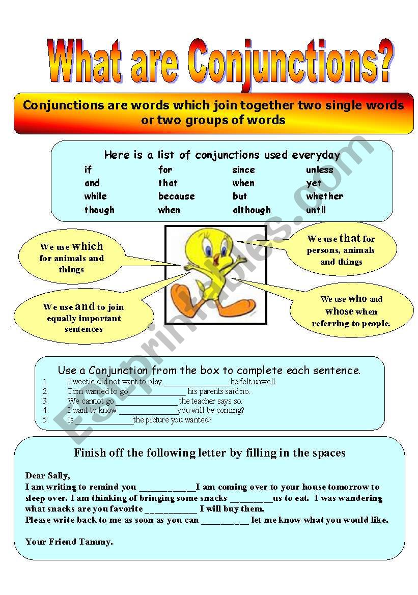What are Conjunctions? worksheet