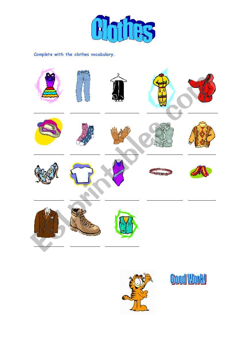 Clothes worksheet