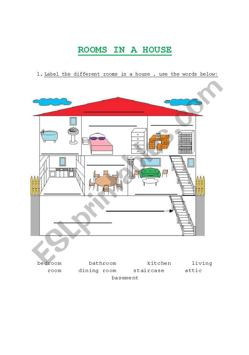 Rooms in a house worksheet