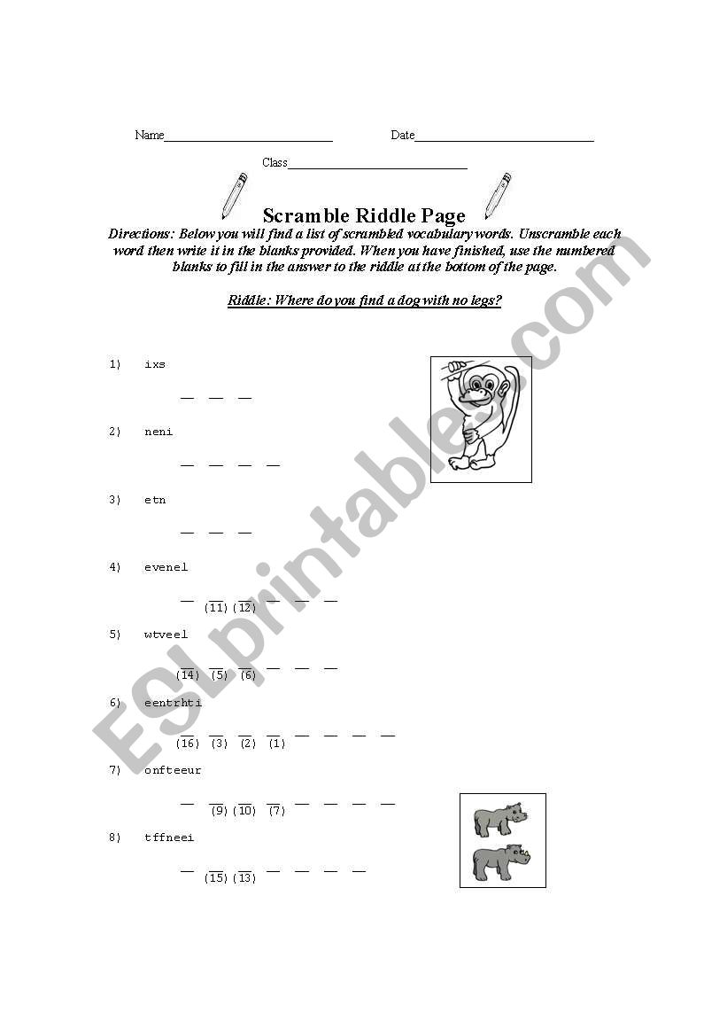 Numbers worksheet