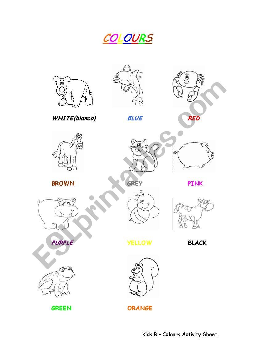 Colours worksheet