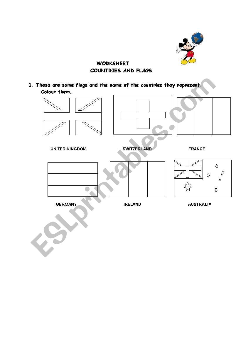 Countries and Flags to colour (part 1)