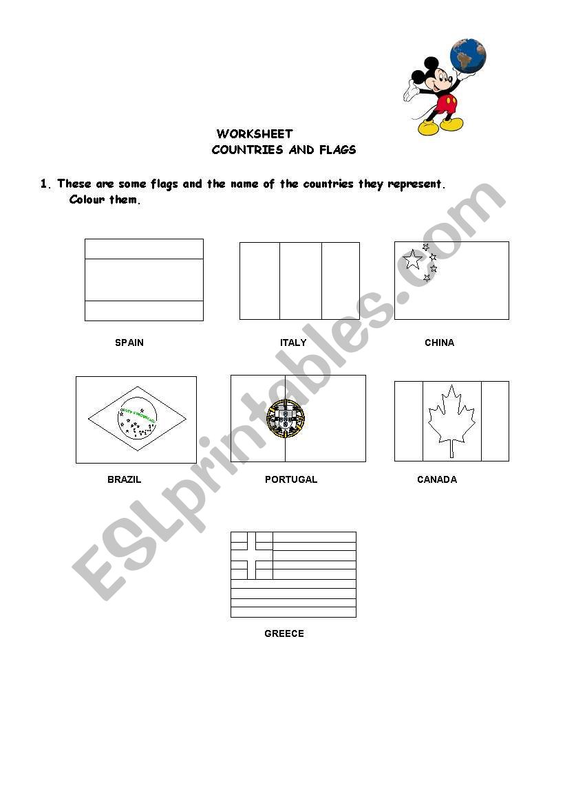 Countries and Flags to colour (part 2)