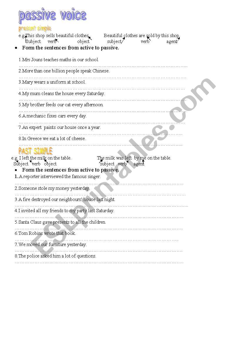 PASSIVE VOICE SIMPLE PRESENT-SIMPLE PAST