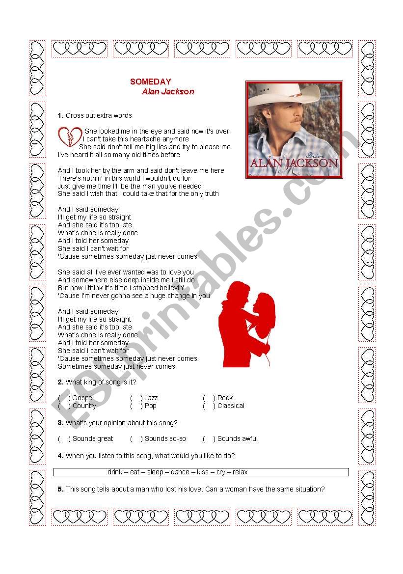 Music Activity: Someday worksheet