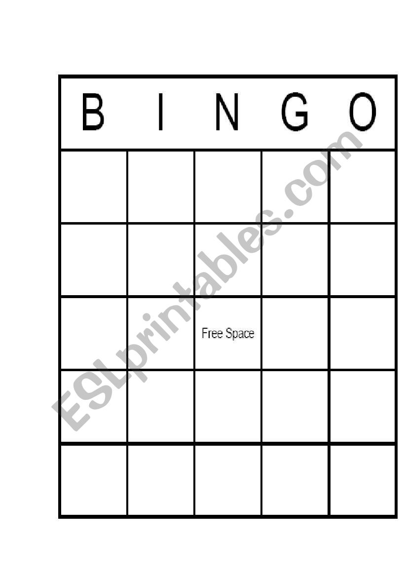 BINGO worksheet