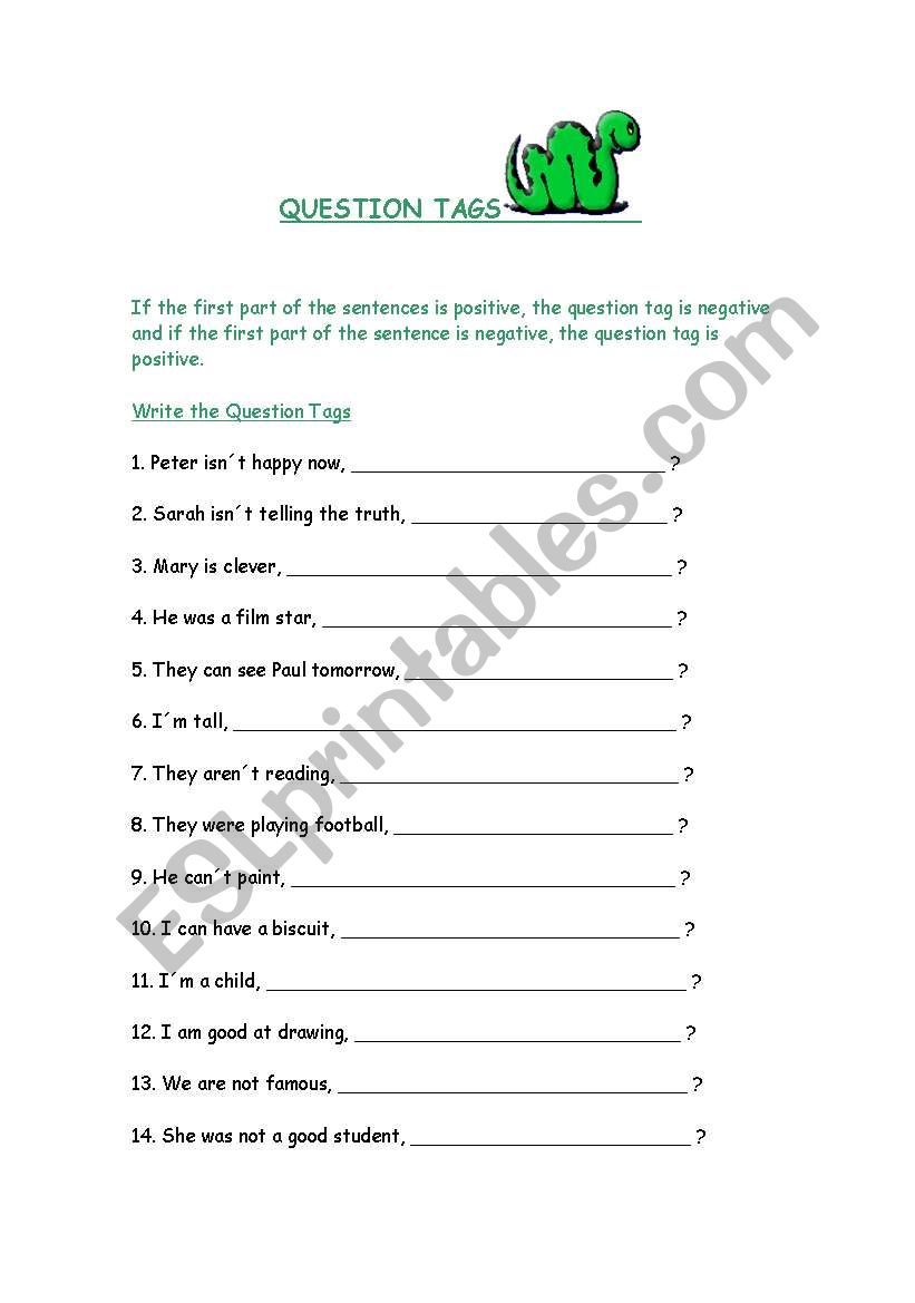 Question Tags worksheet